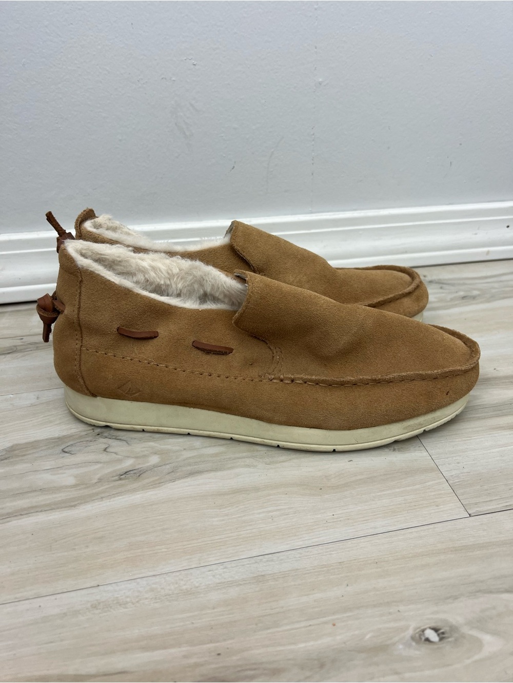 Sperry Suede Slip On Moccasin with Faux Fur Lining